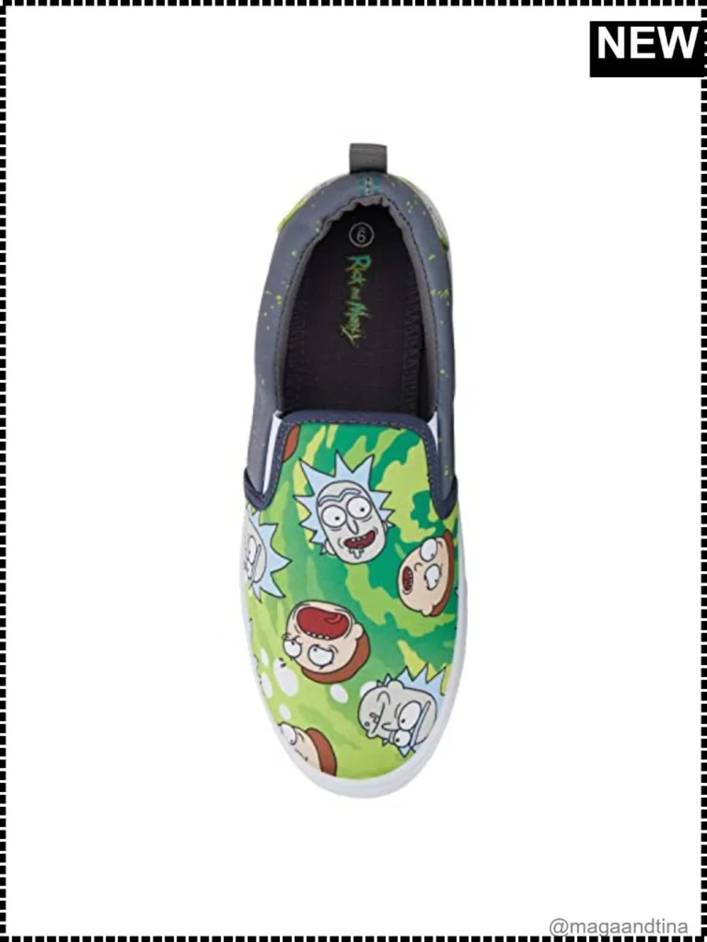 Men's Slip On Sneakers Canvas Skate Shoes Rick & Morty Officially Licensed